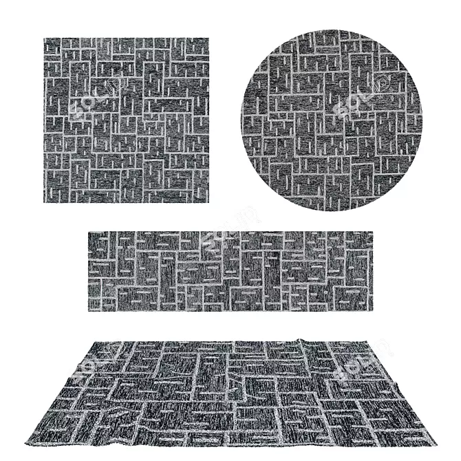 8-Piece Rug Set: Variety of Textures & Materials 3D model image 1