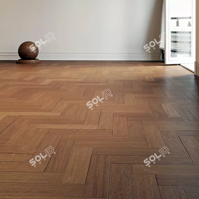 Sleek Brown Parquet Herringbone 3D model image 1