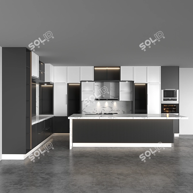  Sleek Modern Kitchen Design 3D model image 1