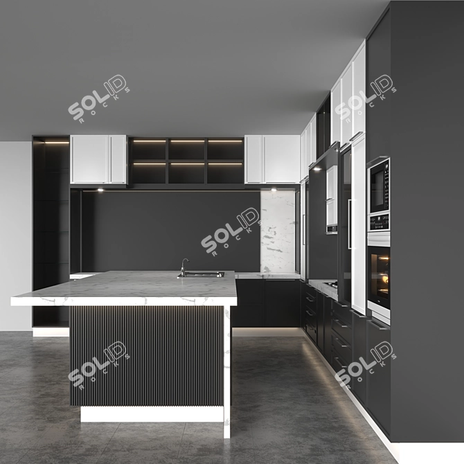  Sleek Modern Kitchen Design 3D model image 2