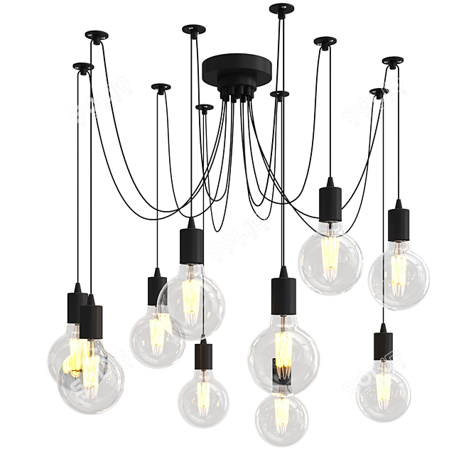 Elegant 10-Light Black Chandelier 3D model image 1