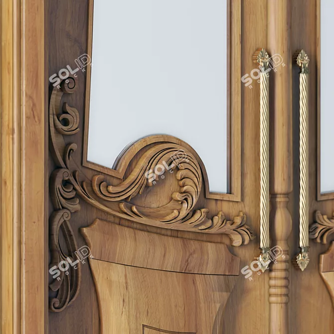 Rustic Russian Wood Door 3D model image 3