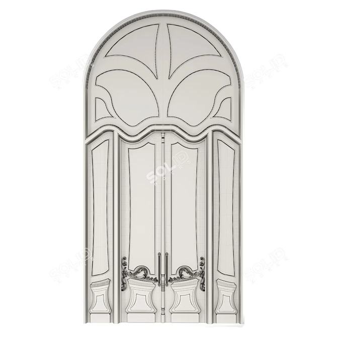 Rustic Russian Wood Door 3D model image 4