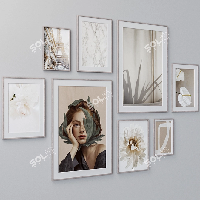 Versatile Set of Wall Art: 4 Frame Colors, Various Sizes & Textures 3D model image 3