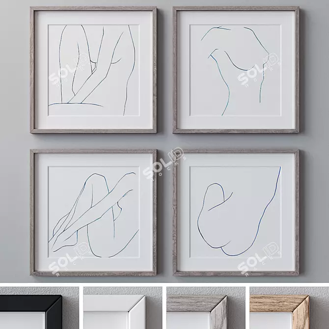 Beautiful Set of Wall Paintings 3D model image 1