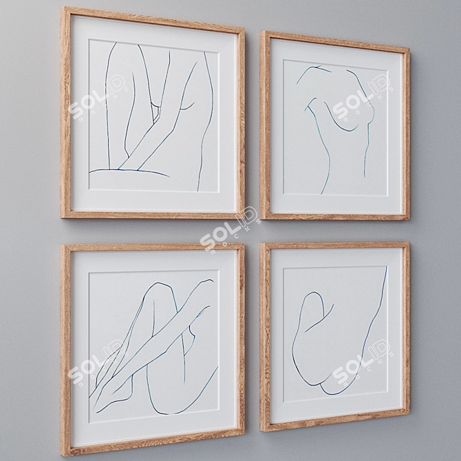 Beautiful Set of Wall Paintings 3D model image 2