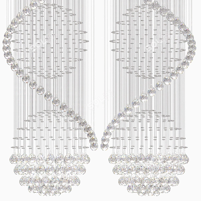 Elegant Rain Drop Crystal Chandelier 3D model image 2