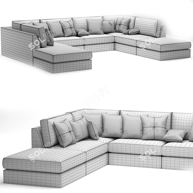 FRANCO II Classic 8-Piece Sectional: Realistic, Stylish, and Versatile 3D model image 5