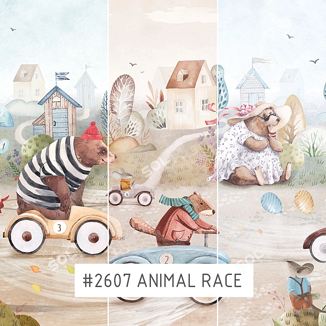 Animal Race Eco-Murals: Creative & Customizable 3D model image 1