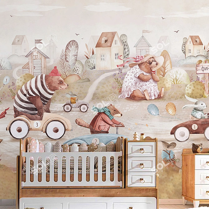 Animal Race Eco-Murals: Creative & Customizable 3D model image 5