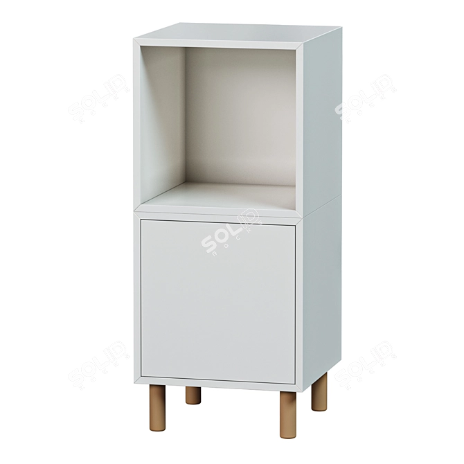 Modern EKET Wardrobe Combo: White & Wood 3D model image 1