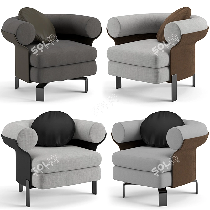 Elegant Minotti Mattia Swivel Armchair 3D model image 2