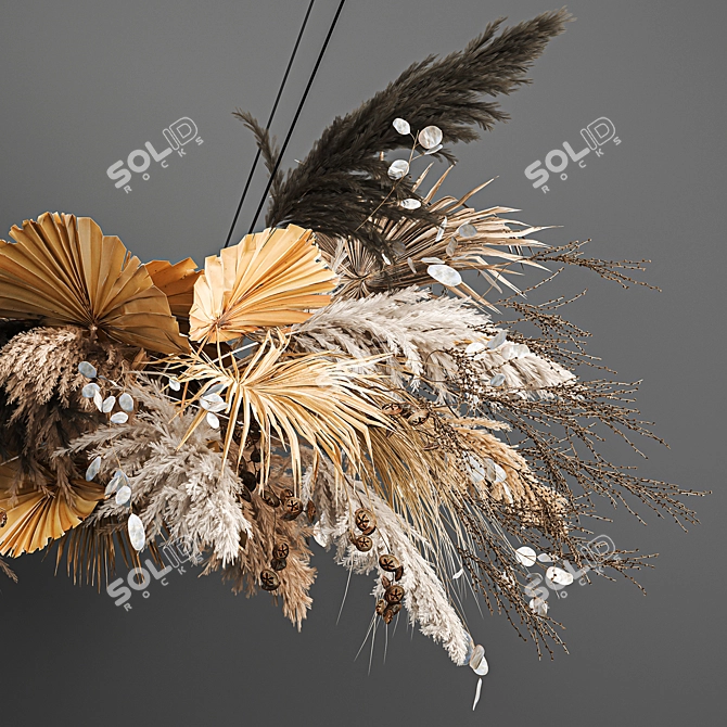 Elegant Dried Reed Bouquet 3D model image 4