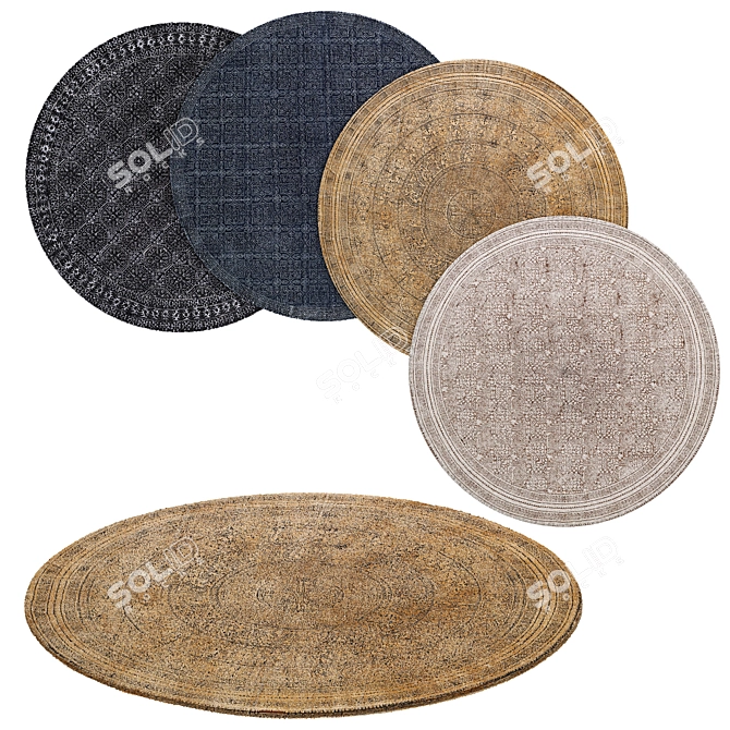 Modern Circular Rug for Stylish Living Spaces 3D model image 1