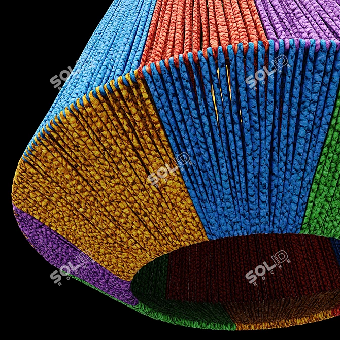 Rattan Lamp with Large Barrel Design 3D model image 4