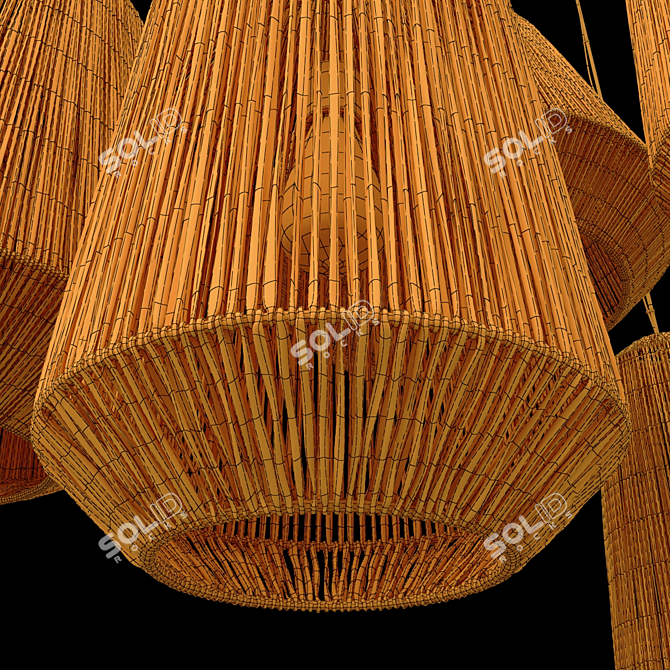 Rattan Lamp with Large Barrel Design 3D model image 8