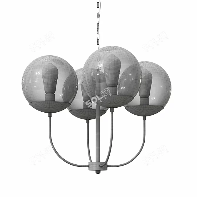 Antique Brass Glass Globe Chandelier 3D model image 2