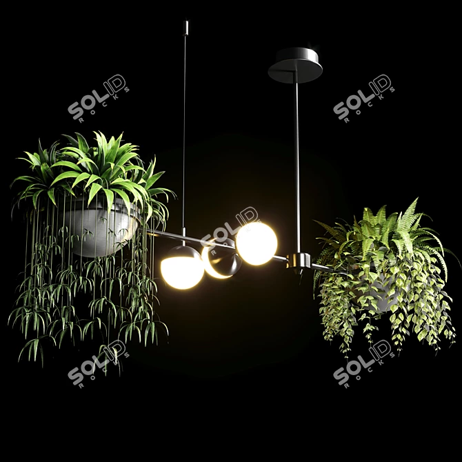 Elegant Hanging Plant Pendant Light 3D model image 1