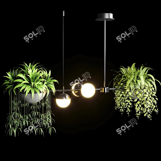 Elegant Hanging Plant Pendant Light 3D model image 2