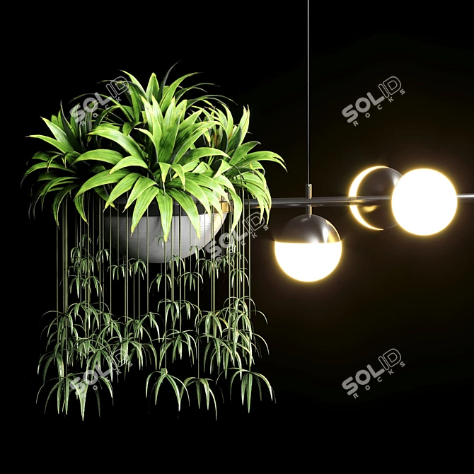 Elegant Hanging Plant Pendant Light 3D model image 3