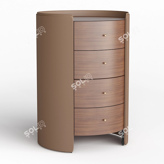Elegant Walnut and Leather Chest of Drawers 3D model image 1