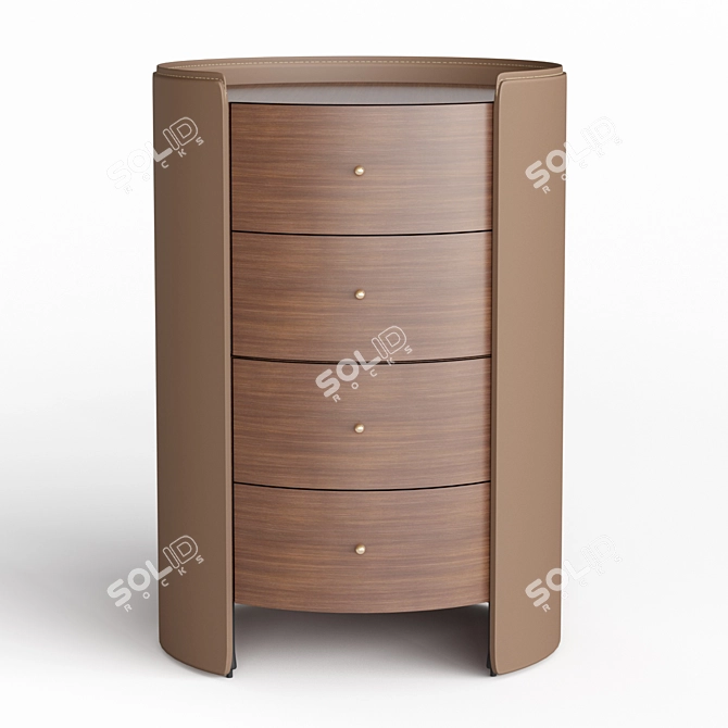 Elegant Walnut and Leather Chest of Drawers 3D model image 2