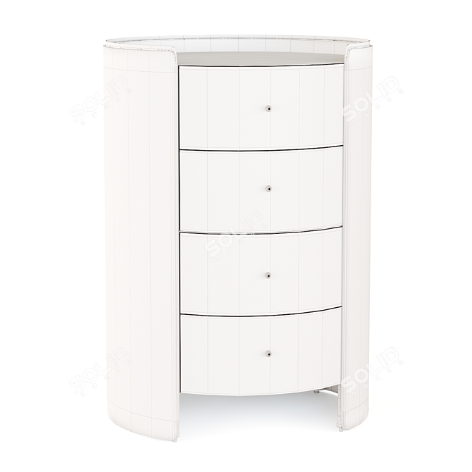 Elegant Walnut and Leather Chest of Drawers 3D model image 5