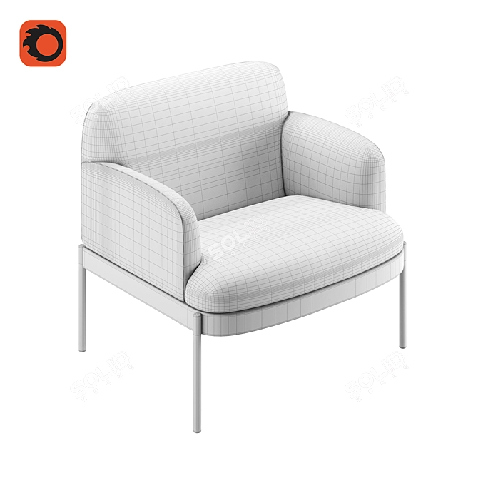 Abisko AB 1000: Modish Oak Armchair 3D model image 3