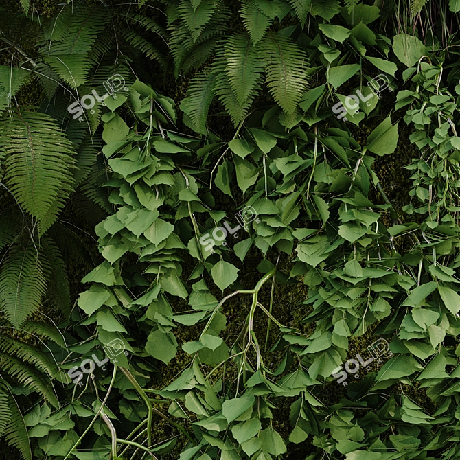 Lush Greenwall Set 173 3D model image 3