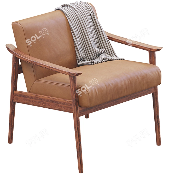 Elegant Wooden Chair by West Elm 3D model image 1