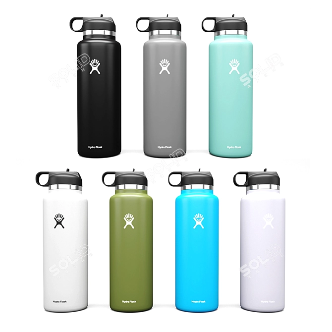 40oz Hydro Flask Water Bottle: Color Last, Stainless Steel Collar 3D model image 1