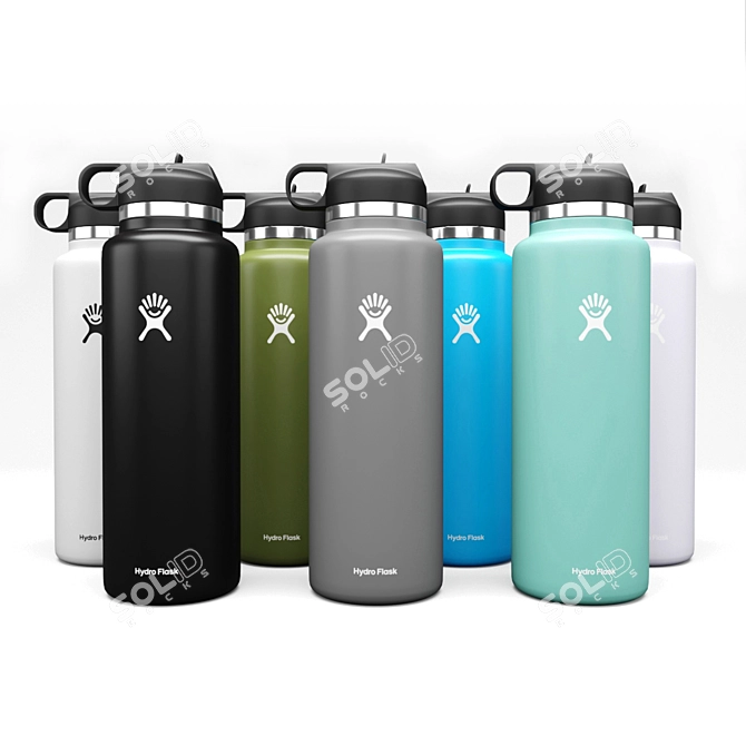 40oz Hydro Flask Water Bottle: Color Last, Stainless Steel Collar 3D model image 2
