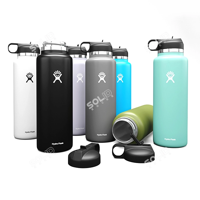 40oz Hydro Flask Water Bottle: Color Last, Stainless Steel Collar 3D model image 4