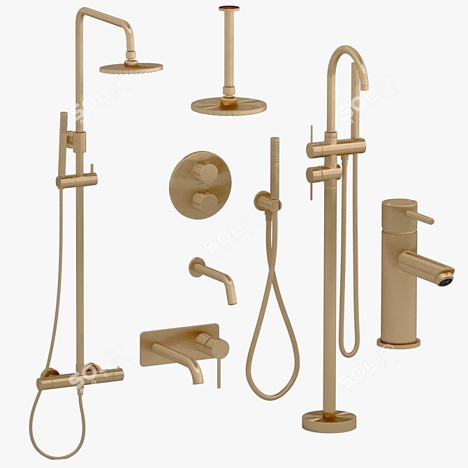 Lusso Luxe Bathroom Set: Faucets & Shower Essentials 3D model image 5