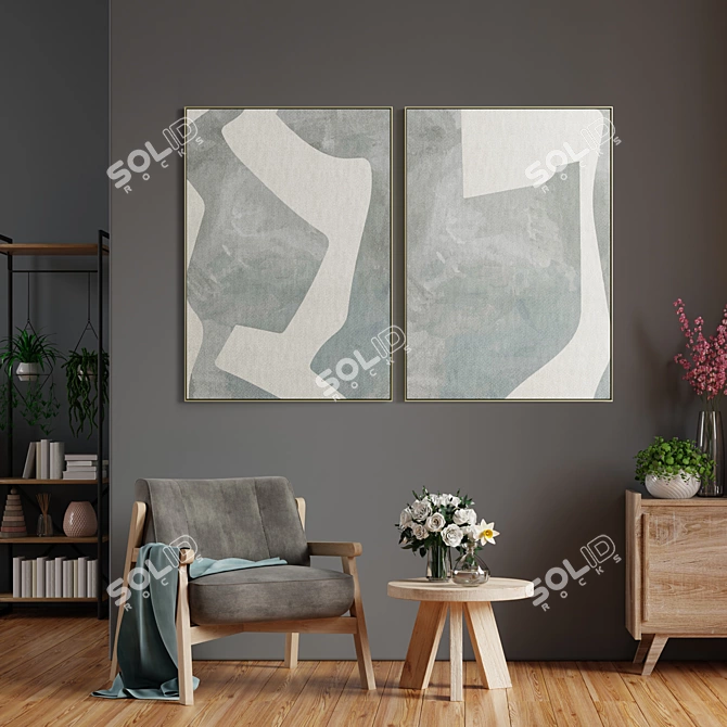 Elegant Decor Frames Set 3D model image 4