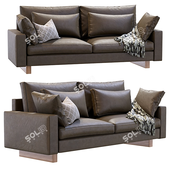 Elegant Harmony Leather Sofa 3D model image 1