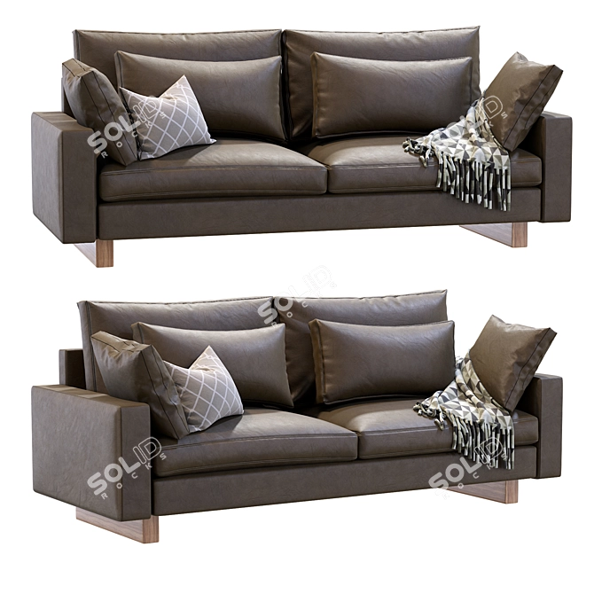 Elegant Harmony Leather Sofa 3D model image 2