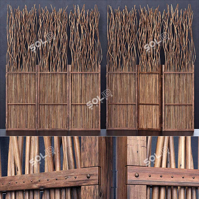 Curved Branch Screen Decor n5 3D model image 1