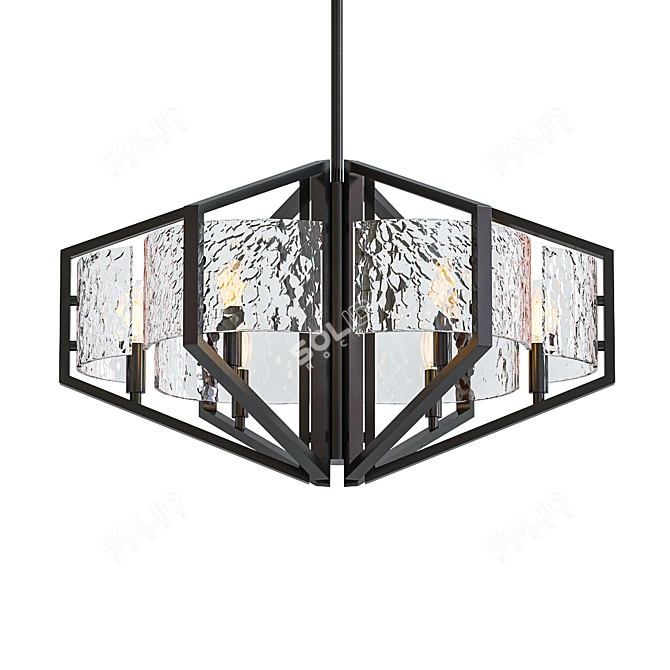 Elegant BLK HWG Six-Light Chandelier 3D model image 1