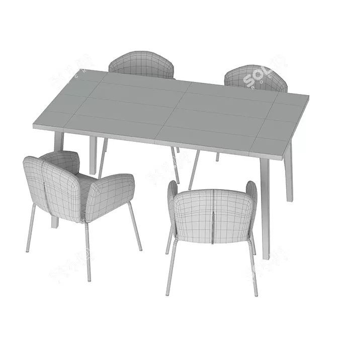 Luxury Porem Dining Set | Stylish Armchair Design 3D model image 2