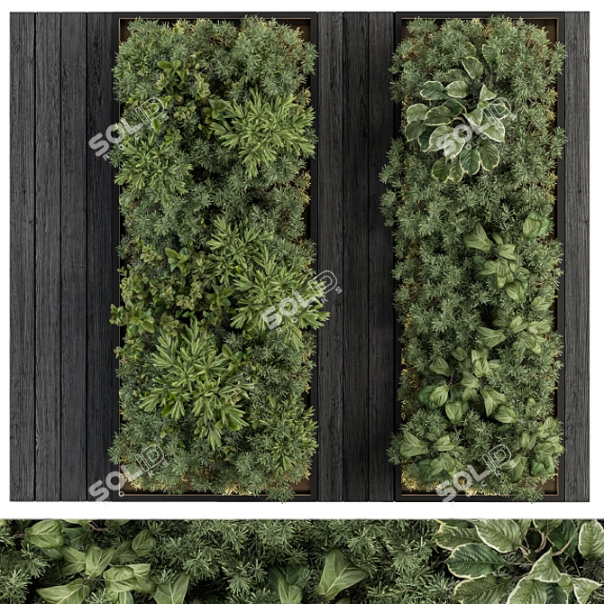 Stylish Vertical Garden: Black Frame Décor 3D model image 1