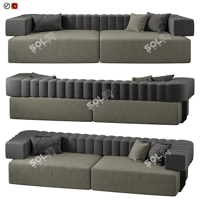 Luxury Truman Sofa: Elegant Wood Frame with Quilted Design 3D model image 1