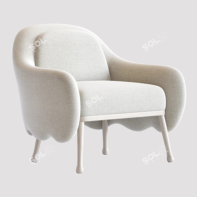 Italian-made White Wood Armchair by Celestino 3D model image 1