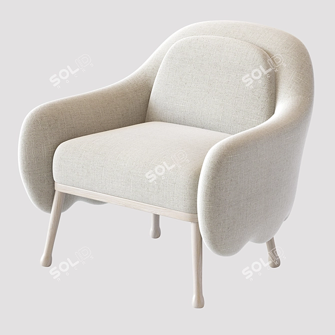 Italian-made White Wood Armchair by Celestino 3D model image 3