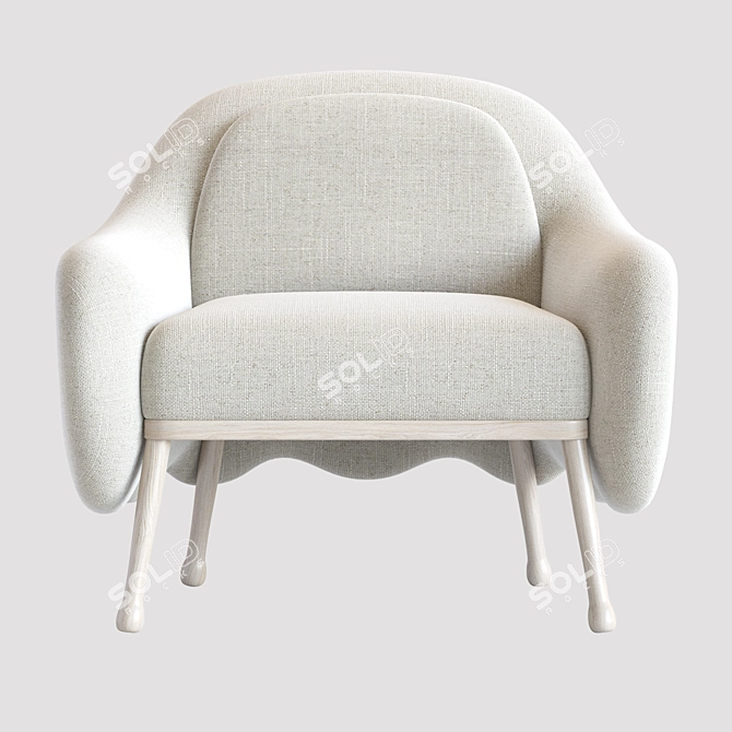 Italian-made White Wood Armchair by Celestino 3D model image 5