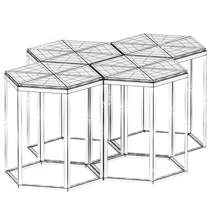 Hexagon Gold Metal End Table 3D model image 4