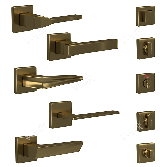 Elegant Olivari Door Handles Set 3D model image 2