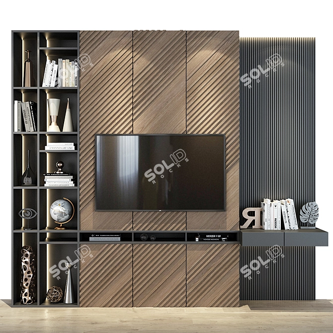 Sleek TV Wall | Set 177 3D model image 1