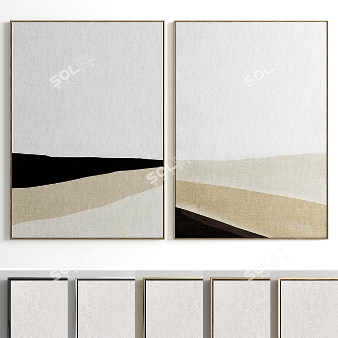 Elegant Frames Collection: Set of 2, 100x70cm 3D model image 1