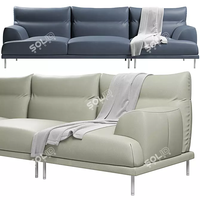 Elegant Three-Seater Sofa in FENDA's View 3D model image 1